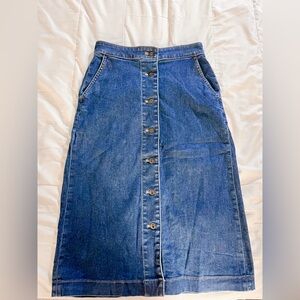 UNIQLO Denim Midi Button Front Skirt